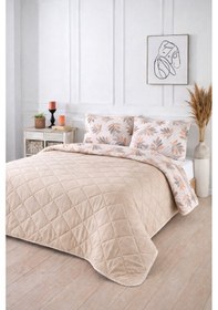 Resim Kapitoneli Çift Kişilik Desenli Pike - Yatak Örtüsü Takımı 200x230 Cm - 2 Adet Yastık Kılıflı Turuncu 