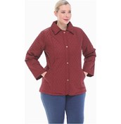 Resim Vetre Kadın Büyük Beden Polo Yaka Bordo Mevsimlik Kapitone Mont 1030 Bordo 