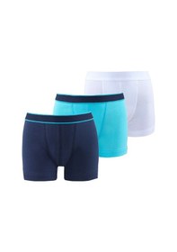 Resim Blackspade 9395 Çocuk Erkek 3 Lü Paket Boxer Lacivert + Aqua + Beyaz Beyaz - Lacivert - Turkuaz 