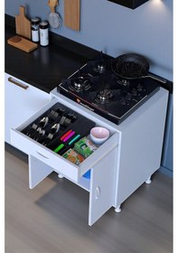 Resim Eliusta Lumin Tüp Yuvalı 60 Cm Ankastre Ocak Altı Dolap 60x88x48 Cm Beyaz Dolap Çekmeceli Mutfak Organizeri Beyaz 