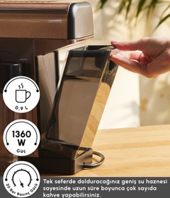Resim Karaca Mycaffee Barista S20 Entegre Süt Hazneli Otomatik Espresso ve Latte Makinesi Amber 