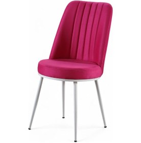 Resim Gold Sandalye - Soho Fuşya - Metal Beyaz Ayak 