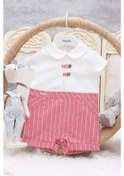 Resim Yakalı Çizgili Bayramlık Bebek Unisex Tulum Kırmızı 12099 Çok Renkli 