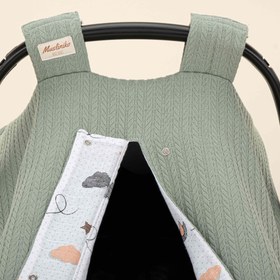 Resim Puset Örtüsü - Çift Taraflı - Koyu Yeşil Örgü - Kuş 