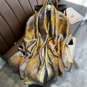 Resim Boho Tarzı Polyester Eşarp, %100 Polyester 100g/m², Vintage Altın Baskı, Dokuma, Rüzgar Geçirmez ve Sivrisinek Önleyici, Dekoratif Plaj Şalı Sarma, Esnek Olmayan, Tüy Olmadan, Kadınlar İçin 