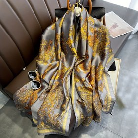Resim Boho Tarzı Polyester Eşarp, %100 Polyester 100g/m², Vintage Altın Baskı, Dokuma, Rüzgar Geçirmez ve Sivrisinek Önleyici, Dekoratif Plaj Şalı Sarma, Esnek Olmayan, Tüy Olmadan, Kadınlar İçin 