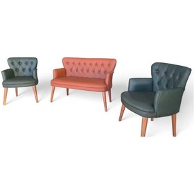 Resim Taba Ve Yeşil Deri Ahşap Ayaklı Ofis Koltuk Takımı Büro Koltuk Ve Kanepeleri Deri Ofis Mobilyası Çok Renkli 