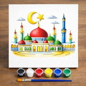 Resim Ramazan Desenli Tuval Etkinlik Boyama Ramazan Süsleri, Ramazan Süsü, Ramazan Süslemeleri 20-20 cm 