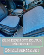 Resim rebols KİLİM DOKUMA TERLETMEZ %100 PAMUK OTO KOLTUK MİNDER SETİ 2'Lİ (GRİ) 