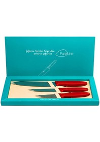 Resim Pirge Pure Line 3'lü Mutfak Bıçak Seti Kırmızı 