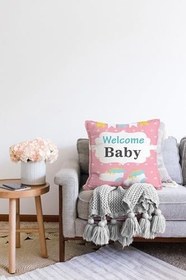 Resim RealHomes Çift Taraflı Özel Tasarımlı Dijital Baskılı Çocuk Odası Raşel Örme Yastık Kırlent Kılıfı, Sonil-K4477-43x43cm 