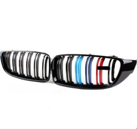 Resim Bmw 4 Serisi F32 İçin Uyumlu 2013-2019 M4 Görünüm Böbrek Çift Çizgi Panjur M Renk 