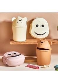 Resim Özel Tasarım Hippo Hayvan Figürlü Çöp Kovası Banyo Ve Mutfak İçin Dekoratif Çöp Kutusu Kahverengi 