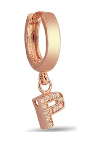 Resim P Harfi Sallantılı 925 Ayar Gümüş Rose Tek Küpe - 12080502 Rose Gold 
