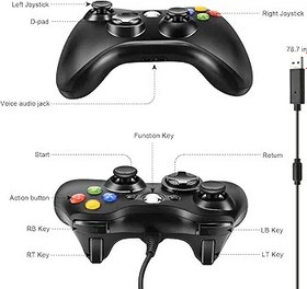 Resim Zexrow Xbox 360 Kablolu Denetleyici, Xbox 360 için Oyun Denetleyicisi USB Kablolu PC Joystick Gamepad,Windows Vista/7/8/10/XP ile Xbox 360 Slim ve PC için Geliştirilmiş Ergonomik Tasarım Denetleyicisi 