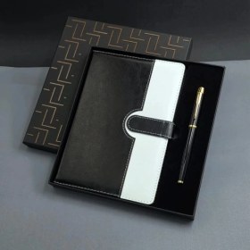 Resim MiraLive Siyah Beyaz Tarihsiz Ajanda Defter Kalem Seti 