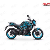 Resim Run Grafik Shop Bajaj Dominar 400 ve 250 Mavi Çizgi Desenli Tam Kaplama Grafik Kiti, Motosiklet Sticker Seti 