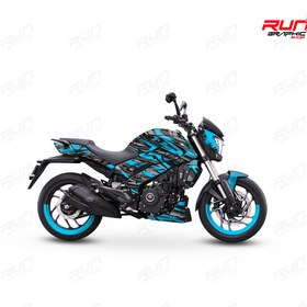 Resim Run Grafik Shop Bajaj Dominar 400 ve 250 Mavi Çizgi Desenli Tam Kaplama Grafik Kiti, Motosiklet Sticker Seti 