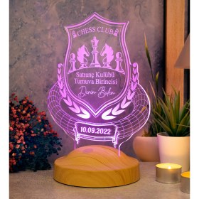 Resim Sevgi Lambası Satranç Kişiye Özel Hediye, Satranç Takımı Turnuva Birincisine Hediye, Satranç Temalı Hediyelik, Isme Özel 3D LED Masa Lambası 