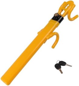 Resim Direksiyon Kilidi Hırsızlığa Karşı Cihaz Tekerlek Kilidi Geri Çekilebilir Çift Kancalı Araba Kilidi, Araç Güvenliği için 2 Anahtarlı 