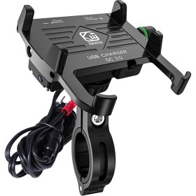 Resim Profisher Motorsiklet Scooter Hızlı Şarj Telefon Tutucu 360° Rotasyon Alüminyum Siyah 