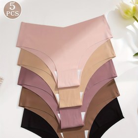 Resim 5'li Kadın Dikişsiz Külot Seti - Rahat, Yüksek Destekli Naylon Karışımlı İç Çamaşırları Çeşitli Renklerde (Pembe, Bej, Açık Mor, Siyah, Koyu Kahverengi) Günlük Kullanım için, Konforlu İç Giyim | Çok Yönlü İç Çamaşırı | Naylon Karışımı Kumaş 