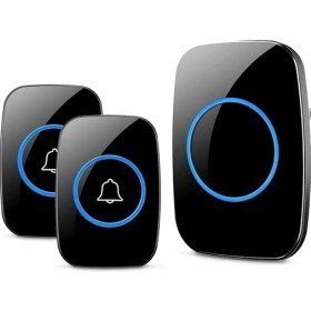 Resim CetKing Kablosuz Kapı Zili 2 Buton 1 Alıcı LED Işıklı 300 Metre Mesafe 60 Melodi Ev Ofis Depo 