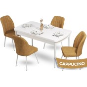 Resim Canisa Concept Sun Serisi, 80X132 Açılabilir Beyaz Mutfak Masa Takımı, 4 Sandalye 