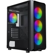Resim GameBooster ROUND A650B 600W APFC USB 3.0 Mesh 4*Rainbow Fanlı Mid-T ATX Gaming Siyah Kasa 
