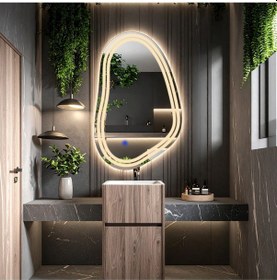 Resim Axira Günışığı Lazer Kumlamalı Lavabo & Banyo Aynası Dokunmatik Sensörlü 55 X 90 