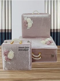 Resim Sandık Dünyası Bavul Çanta Sandık Gelin Damat Çeyiz Sandığı 3lü 0563p 