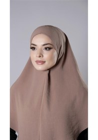 Resim Hürrem Bone Taba Pratik Hazır Geçmeli Tesettür Eşarp Aerobin Kumaş Düz Hijab 2309 33 