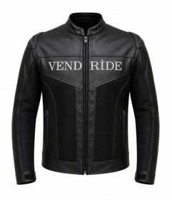 Resim VentRide V2 Siyah Deri Motosiklet Mont 