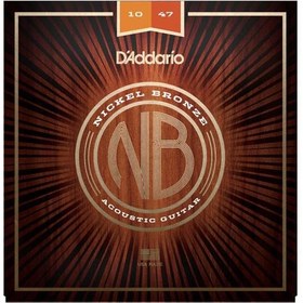 Resim D'Addario NB1047 Nickel Bronze Akustik Gitar Tel Seti - 10-47 Extra Light (Profesyonel) | Kaplanmamış Premium Alaşım, Gitarın Doğal Ahşap Tonunu Öne Çıkarır, Berrak ve Odaklanmış Ses 