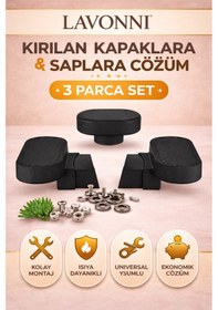 Resim 2 Adet Tencere Kulpu + 1 Adet Kapak Tepesi Seti Isıya Dayanıklı Universal Yedek Kulp Kapak Tutacağı 