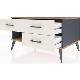 Resim Kronos Şifonyer 3 Çekmeceli 88x59x48 Antrasit-çam/aytaşı Çam/aytaşı 