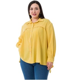 Resim Büyük Beden Göğüs Detaylı Kol Ağzı Ve Sırtı Pileli Sarı Gömlek-sarı Sarı 
