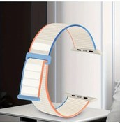 Resim Sunshine022 İwatch Magic Tokalı Kemer 44 45 46 49mm Seri 1 2 3 Fildişi Beyaz Nylon Hafif Ayarlanabilir 