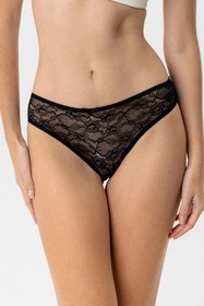 Resim 2664 Siyah Dantelli Tekli Slip Külot - Siyah / 48 