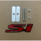 Resim Xuweiwei Siyah&kırmızı Metal Sı Emblem Refit Ön Izgara Rozeti Honda Civic Crv Hrv Accord Fit Aksesuar 