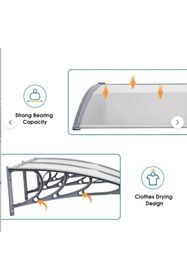 Resim SUNDURMAGROSS Kapı Üstü Pratik Sundurma 200 X 80 cm Gri Ayak Şeffaf Levha 