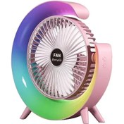 Resim Renkli Taşınabilir Masa Vantilatörü, Şarj Edilebilir Led Us Pembe, 