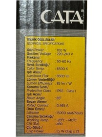 Resim Cata CT-4659 100W 6500K (Beyaz Işık) Led Projektör 