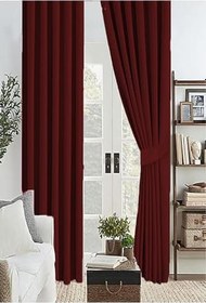 Resim Bordo Kalın Güneşlik Blackout Kararma Fon Perde Düz Dikim 450 x 200 