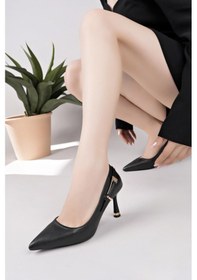 Resim Ay Mood Aymood Siyah Cilt Yandan Gold Tokalı Günlük Şık Stiletto A Siyah Cilt 
