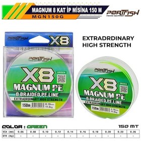Resim Portfish Magnum 8 Kat İp Misina 150 Mt Yeşil 0,12 