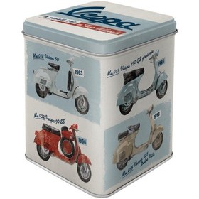 Resim Metal Saklam Kutusu Vespa Vespa Modelleri Desenli 7,5x7,5x9,5cm / Nostalgic Art 