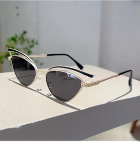 Resim Kammpt Delikli Kedi Göz Güneş Gözlüğü 2024 Trendy Tasarım Rahat Açıkmaviother62 Gri 