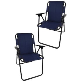 Resim Bofigo 2 Adet Kamp Sandalyesi Katlanır Sandalye Piknik Sandalyesi Plaj Sandalyesi Lacivert 