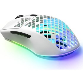 Resim Steelseries Snow Kablosuz Gaming Mouse 200 Saatlik Batarya Süresi Air Optik Sensör Ultra Hafif Gaming Mouse 68GR Beyaz 